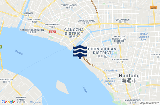 Mapa da tábua de marés em Rengang, China