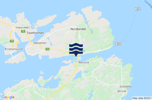 Mapa da tábua de marés em Rensvik, Norway