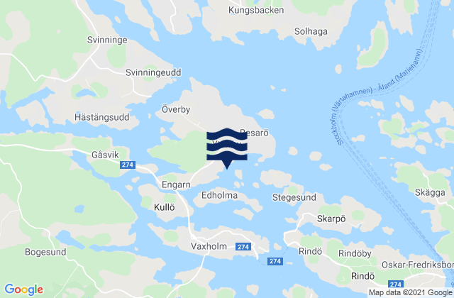 Mapa da tábua de marés em Resarö, Sweden