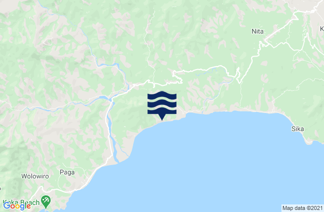 Mapa da tábua de marés em Retenggoma, Indonesia