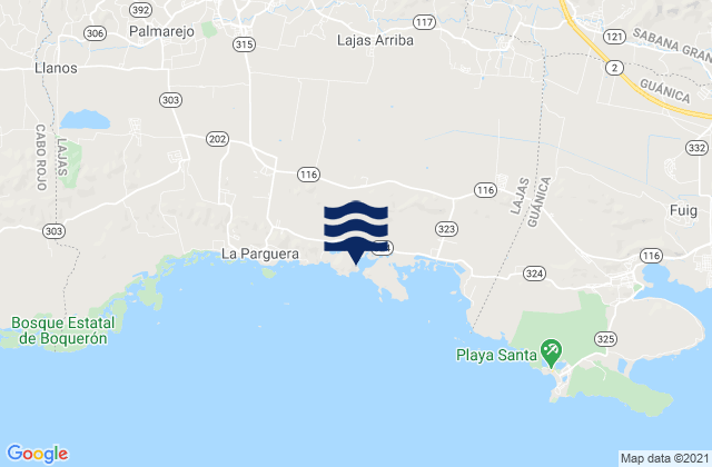 Mapa da tábua de marés em Retiro Barrio, Puerto Rico