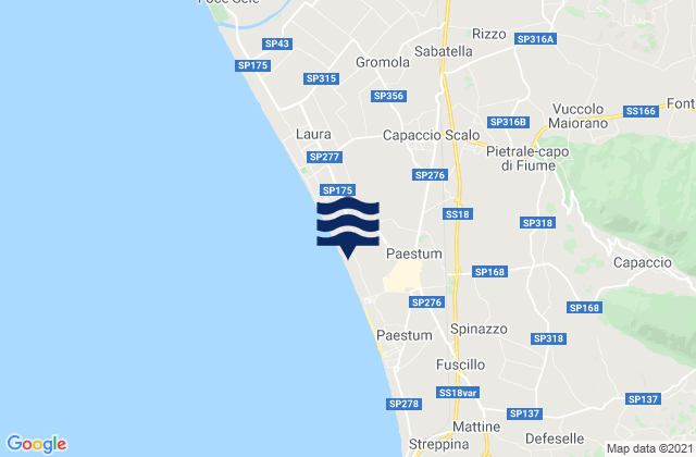 Mapa da tábua de marés em Rettifilo-Vannullo, Italy