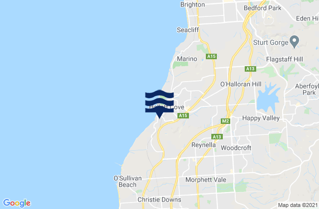 Mapa da tábua de marés em Reynella, Australia
