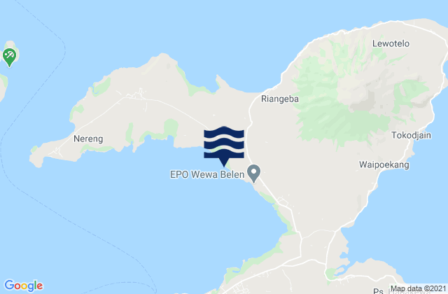 Mapa da tábua de marés em Riangbao, Indonesia