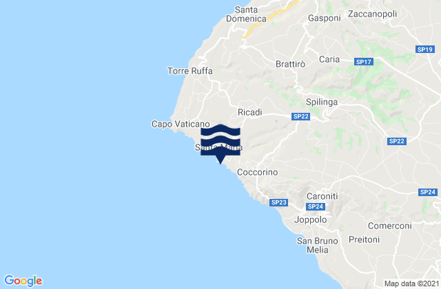 Mapa da tábua de marés em Ricadi, Italy
