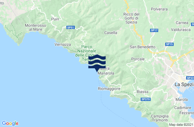 Mapa da tábua de marés em Riccò del Golfo, Italy