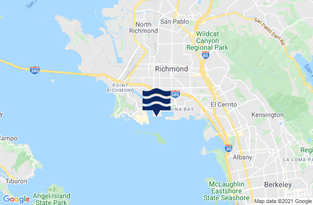 Mapa da tábua de marés em Richmond Inner Harbor, United States