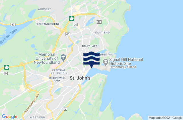 Mapa da tábua de marés em Rigolet (2), Canada