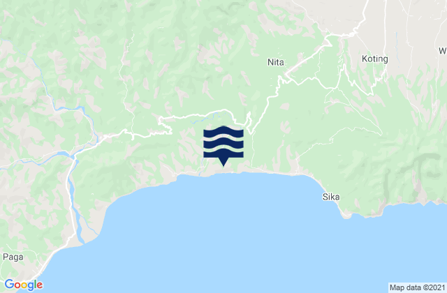 Mapa da tábua de marés em Riit, Indonesia