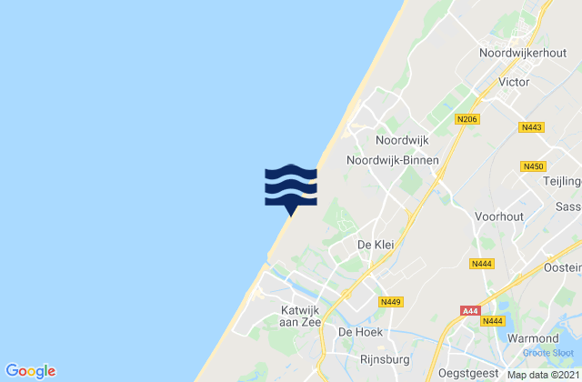 Mapa da tábua de marés em Rijnsburg, Netherlands