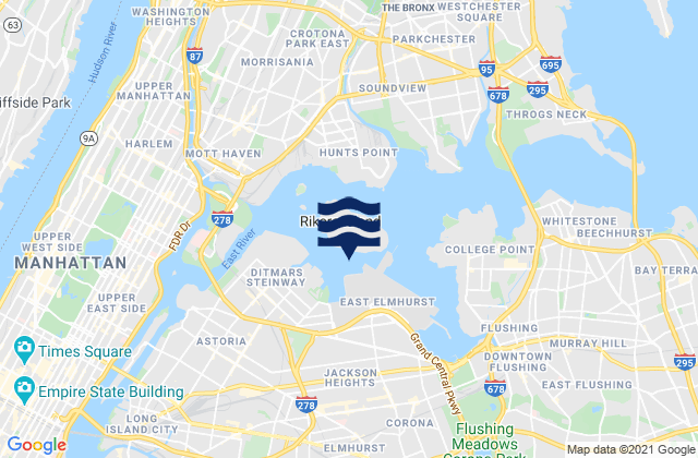 Mapa da tábua de marés em Rikers I. chan. off La Guardia Field, United States