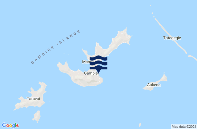 Mapa da tábua de marés em Rikitea, French Polynesia