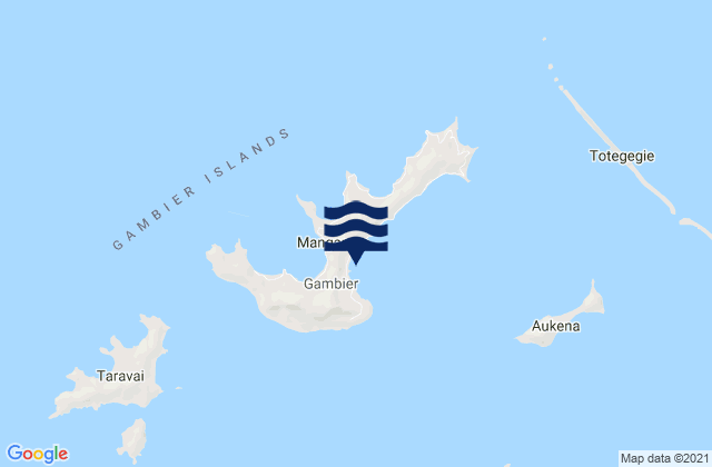 Mapa da tábua de marés em Rikitea, French Polynesia