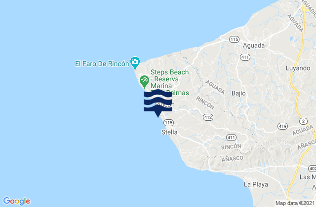 Mapa da tábua de marés em Rincón Municipio, Puerto Rico