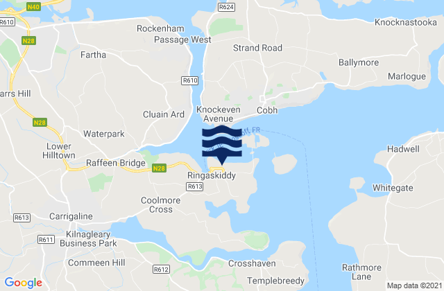 Mapa da tábua de marés em Ringaskiddy, Ireland