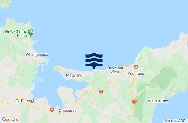 Mapa da tábua de marés em Rings Beach, New Zealand