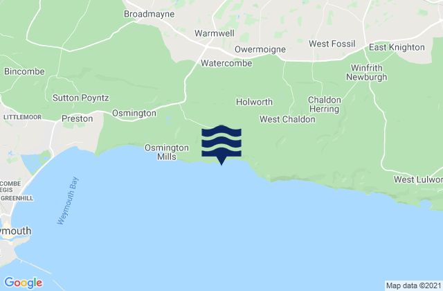 Mapa da tábua de marés em Ringstead Bay Beach, United Kingdom