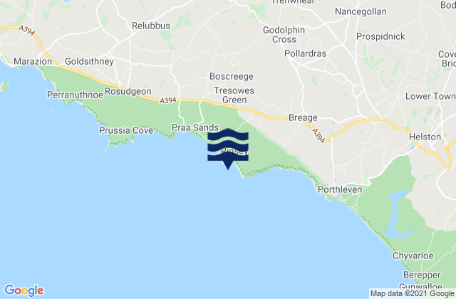 Mapa da tábua de marés em Rinsey Head, United Kingdom