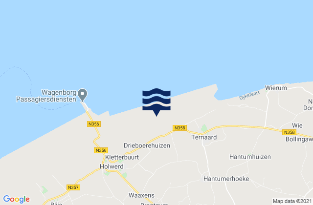 Mapa da tábua de marés em Rinsumageast, Netherlands