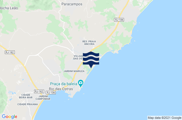Mapa da tábua de marés em Rio das Ostras, Brazil