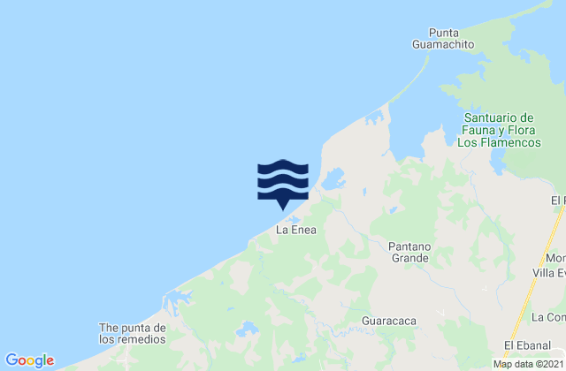 Mapa da tábua de marés em Riohacha, Colombia