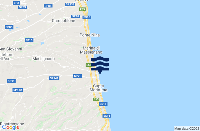 Mapa da tábua de marés em Ripatransone, Italy