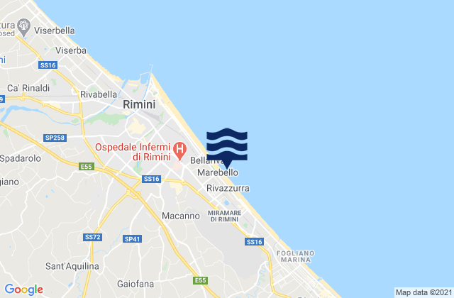 Mapa da tábua de marés em Rivazzurra, Italy