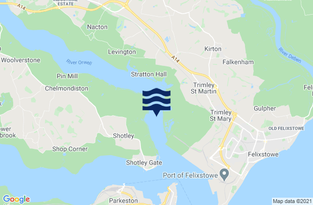 Mapa da tábua de marés em River Orwell, United Kingdom