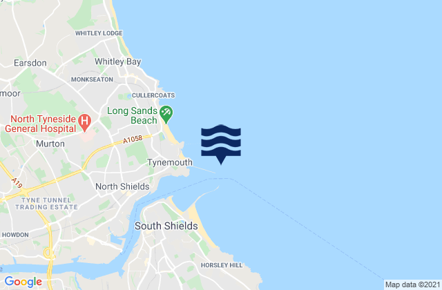 Mapa da tábua de marés em River Tyne Entrance, United Kingdom