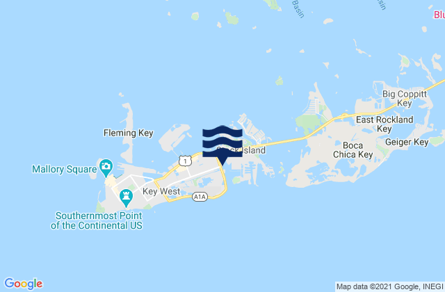 Mapa da tábua de marés em Riveria Canal Key West, United States