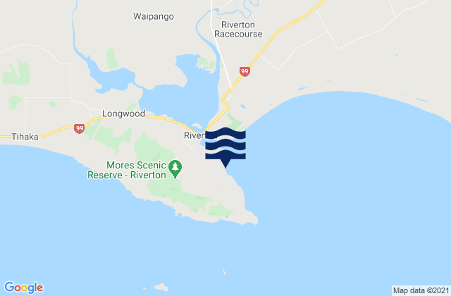 Mapa da tábua de marés em Riverton/Aparima, New Zealand