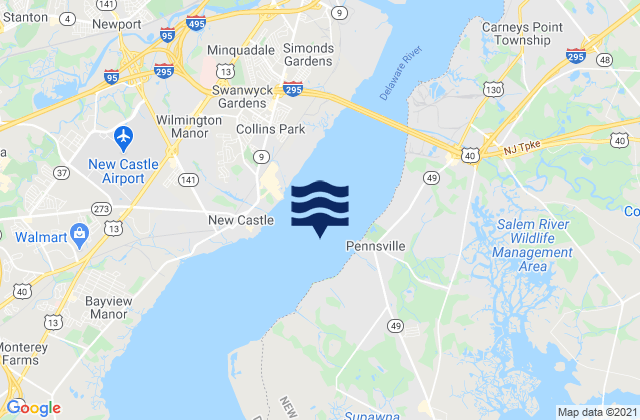 Mapa da tábua de marés em Riverview Beach 0.75 n.mi. west of, United States