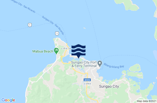 Mapa da tábua de marés em Rizal, Philippines