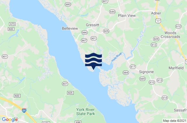 Mapa da tábua de marés em Roane Point, United States