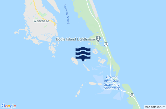 Mapa da tábua de marés em Roanoke Sound Channel, United States