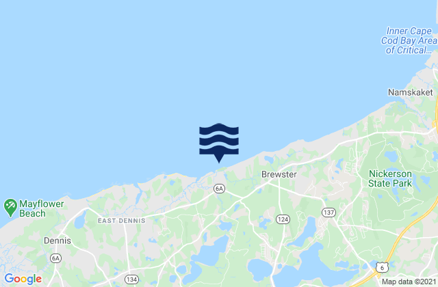 Mapa da tábua de marés em Robbins Hill Brewster, United States