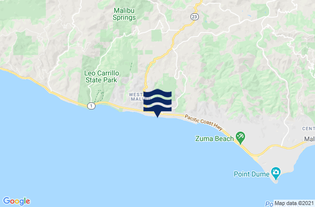 Mapa da tábua de marés em Robert Meyer Memorial State Beach, United States