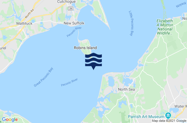 Mapa da tábua de marés em Robins Island 0.5 mile south of, United States