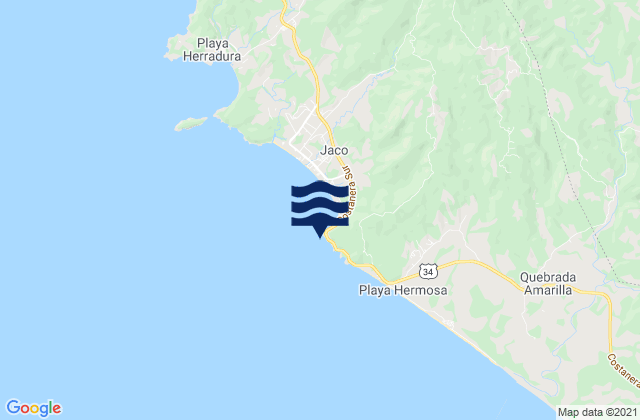 Mapa da tábua de marés em Roca Loca, Costa Rica