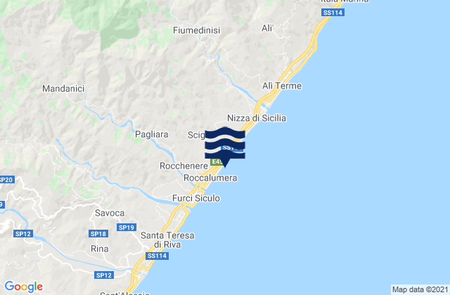 Mapa da tábua de marés em Roccalumera, Italy