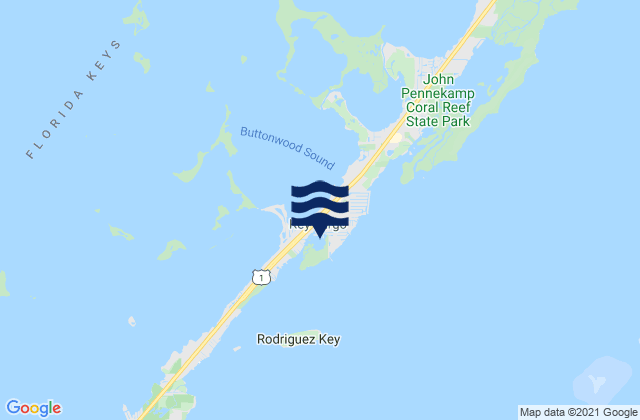 Mapa da tábua de marés em Rock Harbor (Key Largo), United States