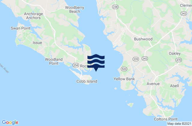 Mapa da tábua de marés em Rock Point, United States