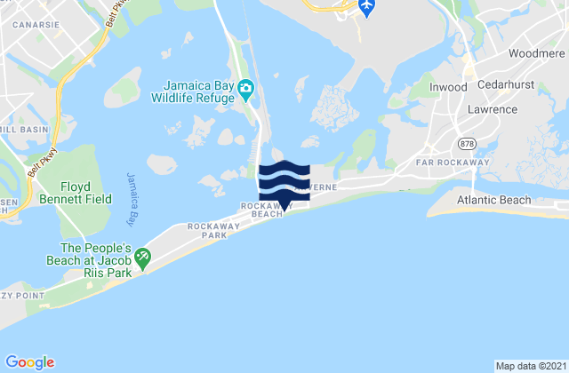 Mapa da tábua de marés em Rockaway Beach Queens, United States
