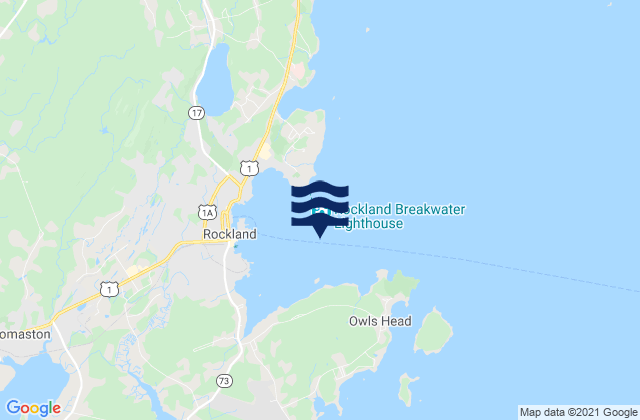 Mapa da tábua de marés em Rockland Harbor Breakwater, United States