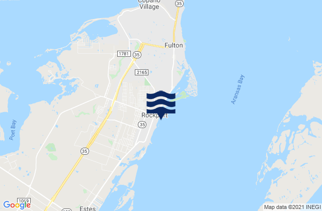 Mapa da tábua de marés em Rockport, United States
