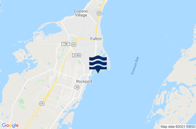 Mapa da tábua de marés em Rockport Beach, United States