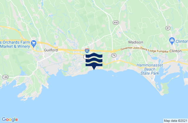 Mapa da tábua de marés em Rocky Hill, United States