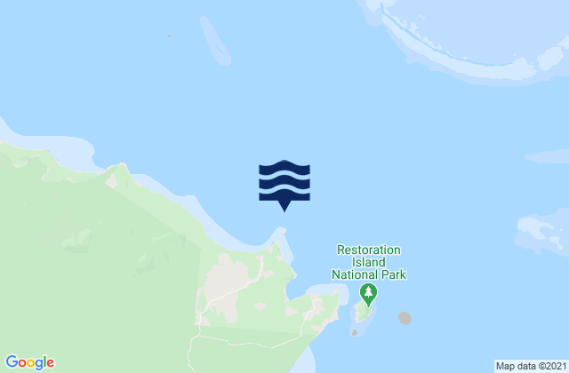 Mapa da tábua de marés em Rocky Island, Australia