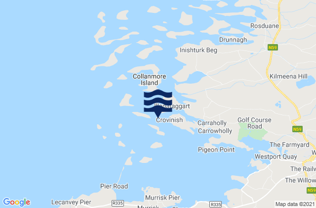 Mapa da tábua de marés em Rocky Island, Ireland