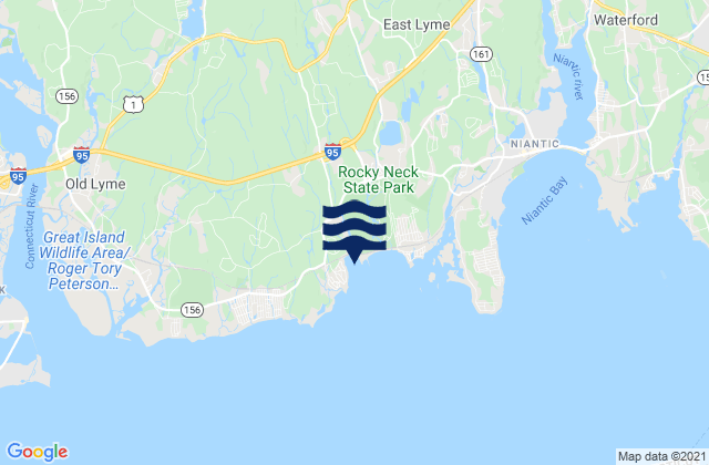 Mapa da tábua de marés em Rocky Neck State Park Bathing Beach, United States